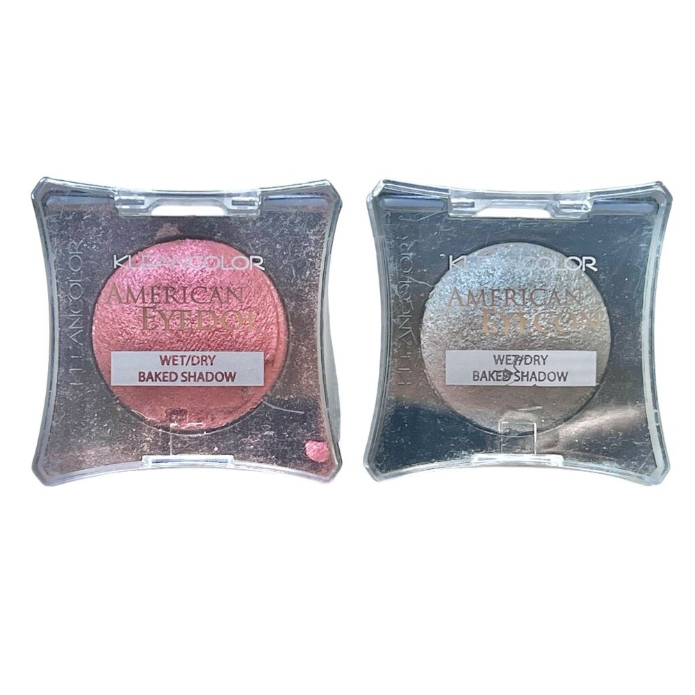 Kleancolor Wet/Dry Baked Eyeshadow Set Of 2 Toffee Burgundy Glimmer